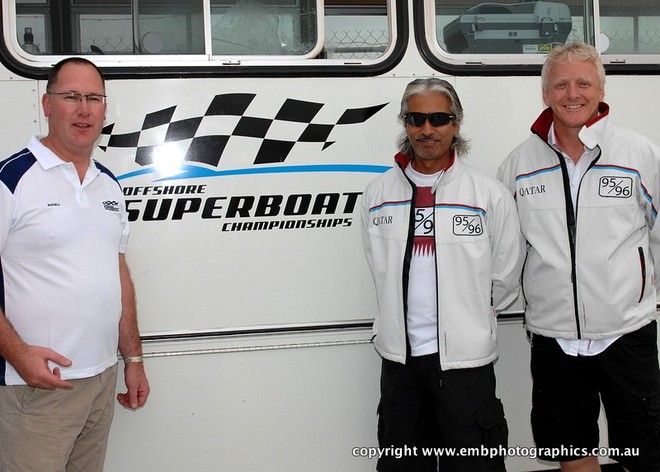Offshore Superboat Championships race director Russell Embleton (left) with Sheikh Hassan bin   © Reg Blunt http://www.embphotographics.com.au